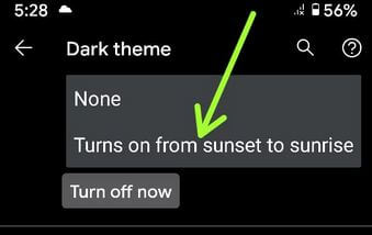 Habilite el modo oscuro automáticamente en la versión 10 de Android
