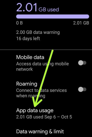 Restringir el uso de datos de fondo de Android 10