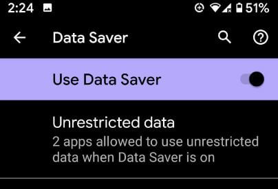 Use un protector de datos en Android 10 para restringir aplicaciones