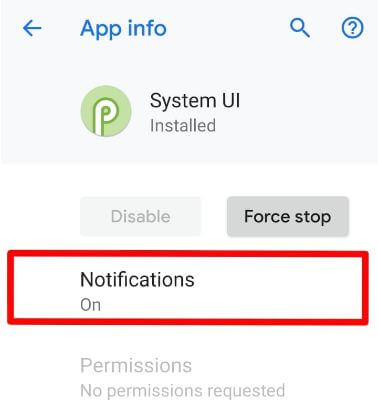 Cómo desactivar la notificación de la interfaz de usuario del sistema en Android 9 Pie