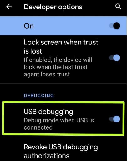 Cómo instalar la depuración USB en Android 10