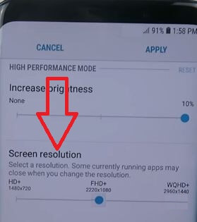 Configuración del modo de rendimiento del Galaxy S9