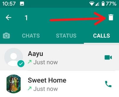 Borrar registro de llamadas en WhatsApp Android