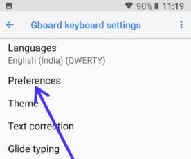 Configuración del teclado Gboard en Android 8.1 Oreo