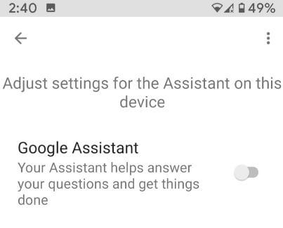 Desactivar el asistente de Android 9 Pie