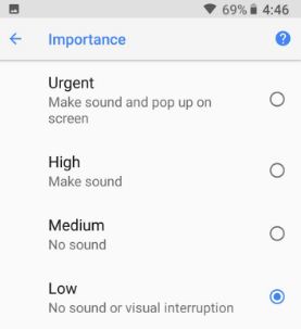 Cómo desactivar la notificación de lectura en Google Pixel Oreo 8.1