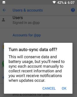 Cómo desactivar la sincronización automática de Android 8.0 Oreo