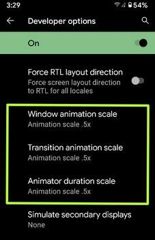 Cómo cambiar la escala de animación de la ventana en un teléfono Android