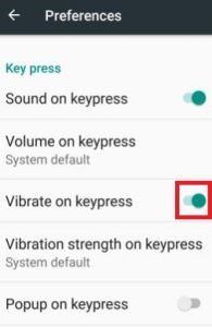 Habilitar la vibración del teclado Android Nougat 7.0