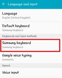 Toque el teclado Samsung en Android