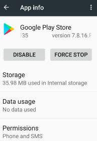 Detener Google Play Store para corregir el error 491