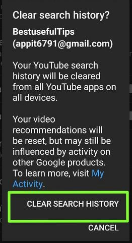 Cómo eliminar permanentemente el historial de búsqueda de YouTube en Android