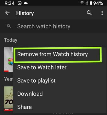 Eliminar el historial de búsqueda de YouTube en Android