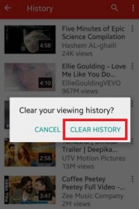 Borrar el historial de visualización de la aplicación de YouTube en Android