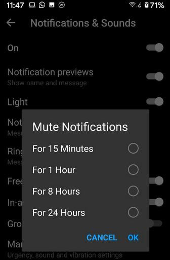 Cómo desactivar las notificaciones en Facebook Messenger Android