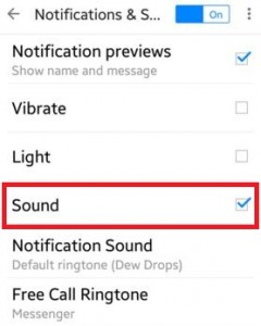 Desmarque la casilla de sonido en Android