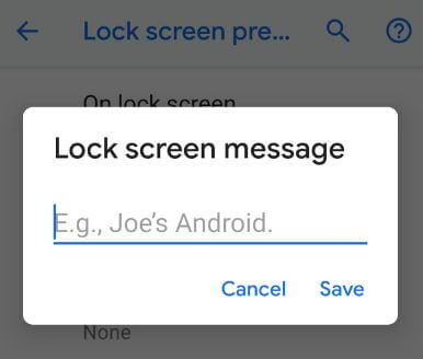Enviar un mensaje personal en la pantalla de bloqueo de Pixel 3