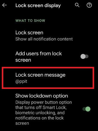 Enviar mensaje a la pantalla de bloqueo en Pixel 3a y 3a XL