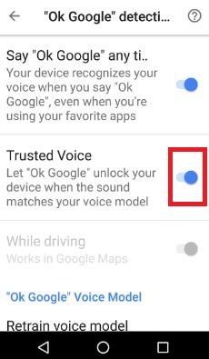 habilitar la voz de confianza en el Asistente de Google