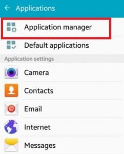 Toque el administrador de aplicaciones debajo de la aplicación