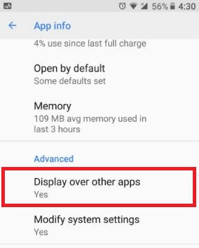 Mostrar la configuración de otras aplicaciones en Android Oreo