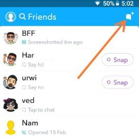 Grupo en Snapchat en Android