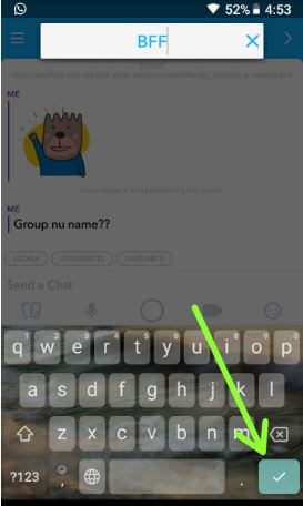 Nombre del grupo en Snapchat android