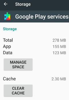 borrar caché de Google Play Services en Android