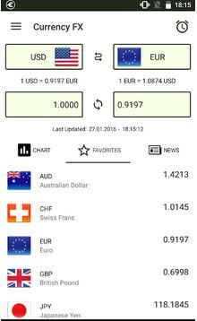 Aplicación de tasas de cambio de divisas FX para Android