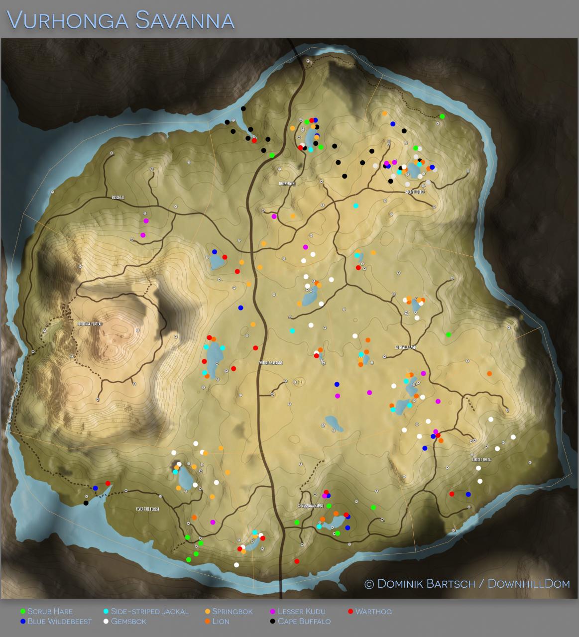 theHunter: Call of the Wild Todos los nuevos mapas de ubicación de animales (alta resolución)