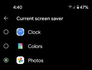 Establecer protector de pantalla en un teléfono Android de serie