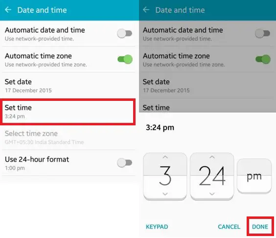 Cómo configurar la fecha y la hora en Android Lollipop 5.1.1