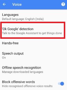 Toque en la detección de Google OK sobre la función de voz en píxeles