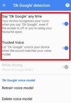 Asegúrese de Habilitar la detección de Google OK en el teléfono de píxeles