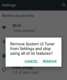 Eliminar el sintonizador de interfaz de usuario del sistema Android Nougat