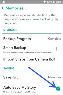 Cómo guardar historias de Snapchat automáticamente en un teléfono Android
