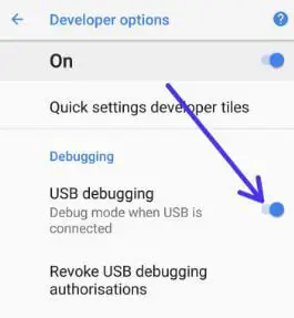 Cómo habilitar la depuración USB en Android 9 Pie