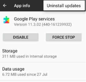 Desinstale las actualizaciones del servicio Google Play en sus dispositivos XL pixel