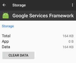 Borrar datos del marco de servicios de Google en Android