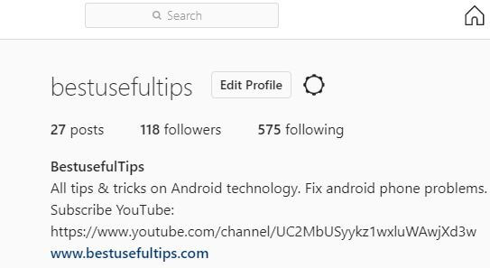 Toque el icono de engranaje de Configuración en la parte superior de Instagram Android