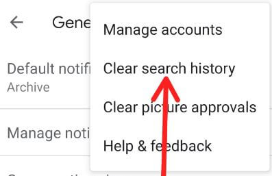 Borrar el historial de búsqueda de Gmail en el teléfono Android