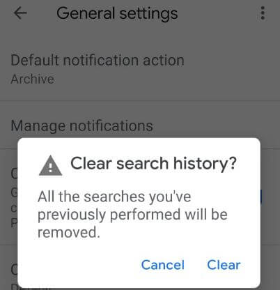 Cómo eliminar el historial de búsqueda en la aplicación Gmail en Android