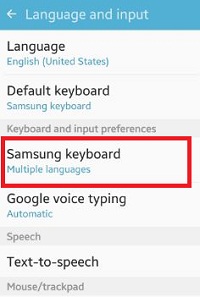 Configuración del teclado Samsung en Android