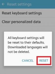 Restablecer la configuración del teclado de Android