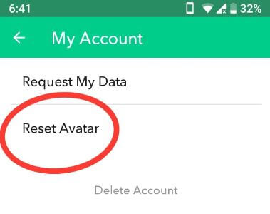Restablecer el avatar de Bitmoji en dispositivos Android Snapchat