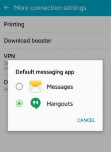 Establecer Hangouts como aplicación de mensajería predeterminada