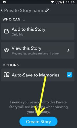 Cómo crear y ver una historia privada de Snapchat en un teléfono Android