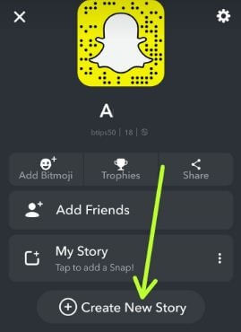 Crear una nueva historia privada en Snapchat android