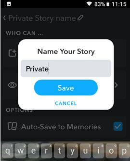 Eliminar la historia privada de Snapchat en un dispositivo Android