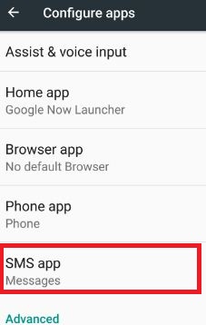 Por defecto configurar la aplicación de SMS en Android Nougat